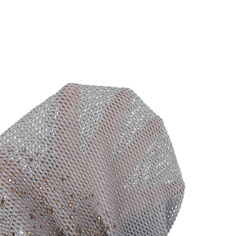 1pc Breathable Mesh Diamonds Turban Hat Elastic Women Summer Lace Head Cover Cap Muslim Headscarf Bonnet Lady Hair Loss Hat
