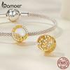 Bamoer 925 Sterling Silver Heart-shaped Leaf Pendant Fit for Women DIY Bracelet & Bangle Plated Gold Heart Charms Fine Jewelry