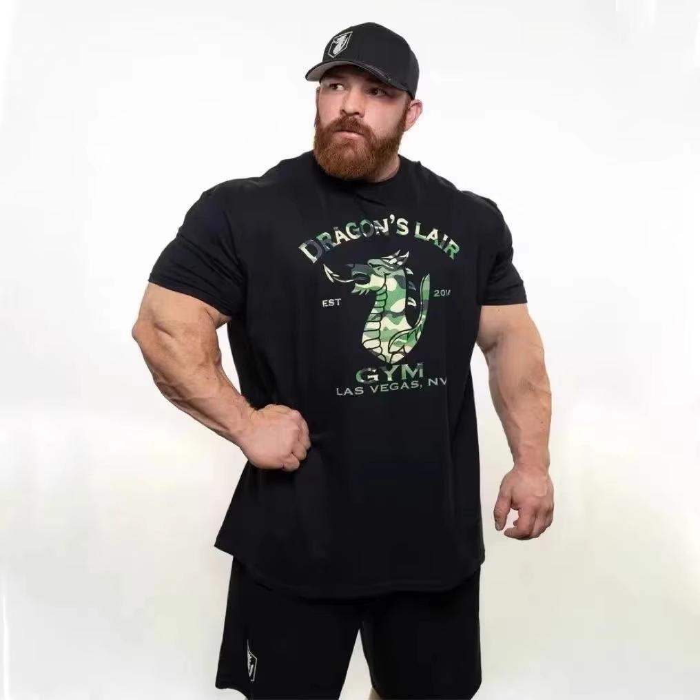 2026 Summer Fashion Summer Sports Tshirt Mens Fashion Personality Fitness Training Short Sleeves Comfortableb Tshirt XL