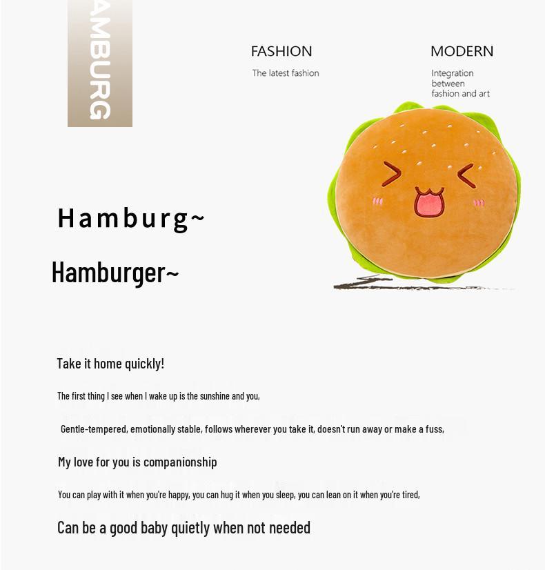 Adorable Hamburger Plush Pillow - Creative Food Cushion Toy for Bedside, Waist, or Back - Ideal Birthday Gift for All Ages