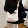Simple Solid Color Letter Decoration Women Casual Shoulder Bag With Pendant For Daily Use