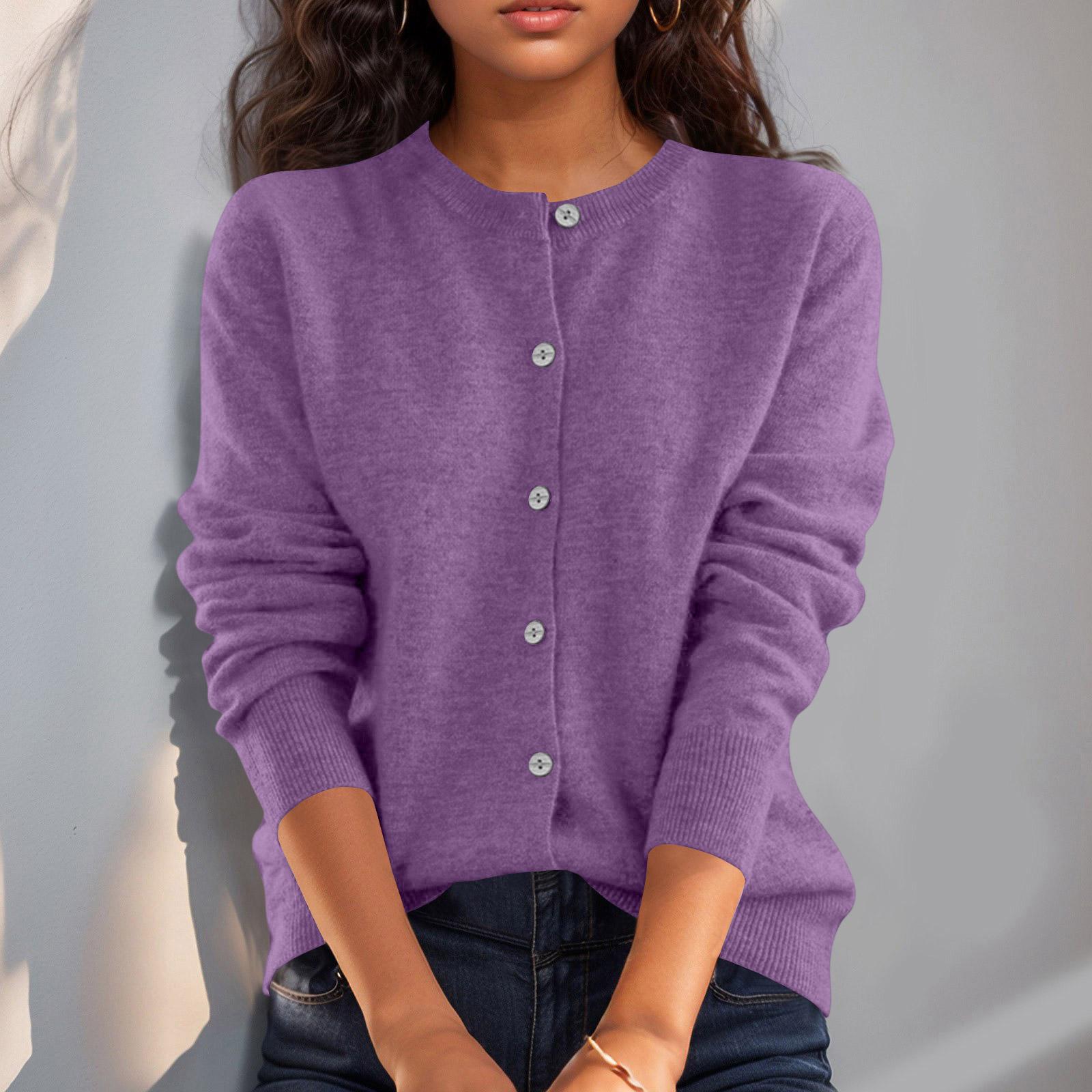 Women s Casual Hooded Long Sleeved Knitted Sweater With Pullover And Base Layer Knitted Sweater L фиолетовый