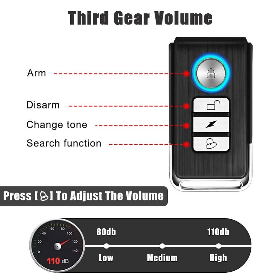 Extractme Wireless Motorcycle Burglar Alarm Remote Control 110dB Vibration Sensor Electric Bike Scooter Safety Protection Alarm