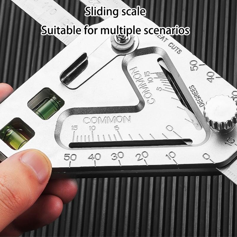 Stainless Carpenter Square Angles Ruler With Angles Measurement Level Detection And Line Marking For Construction