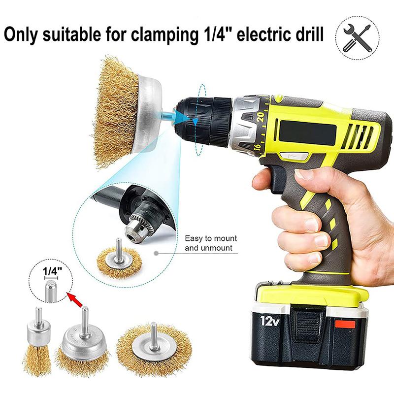3/5 Stück Stiftform Stahlbürste 5 Stück Bohrmaschine Stahlbürstenrad mit Stiel Polieren und Rostentfernung Bohrmaschine Werkzeugzubehör