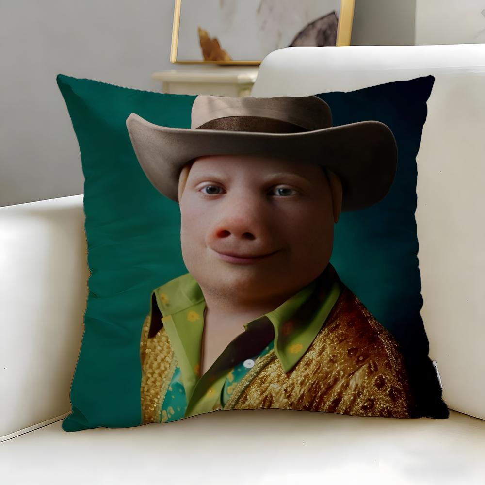 popular cartoon character John Pork Cushion Cover Soft EasyWash Pillow Case Versatile for Couch Bed Travel and Office