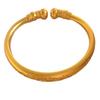 Gold Plated Open Cuff Bangle Boho Carved Floral Pattern Fadeless Durable Shiny Jewelry for Gift Daily Wear