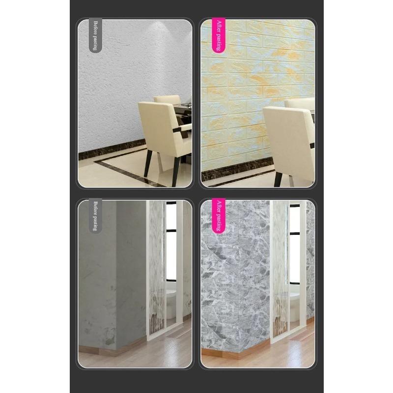 1/5/10pcs 3D Wall Panel Self Adhesive Foam Plastic Wall Sticker Peel Living Room Bedroom Marble Sticker TV Wall Paper Home Decor