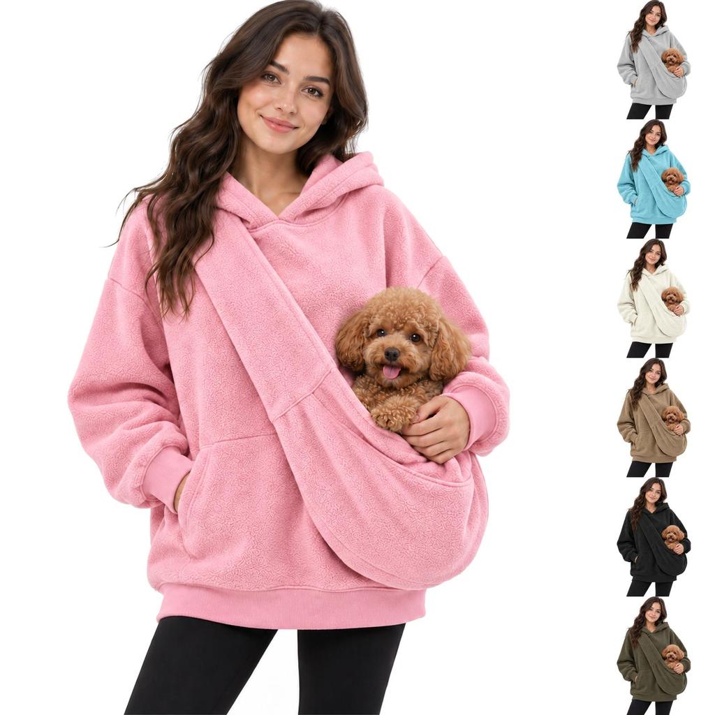 Unisex Kapuzenpullover mit Hundetasche, Sportlicher Pullover mit langen Ärmeln