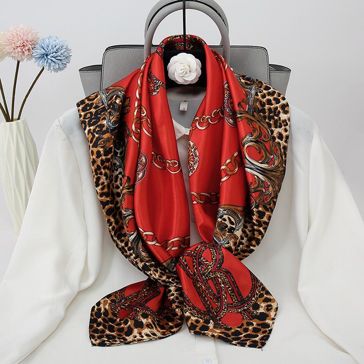 Eleganter Satin-Seidendruck-Schal für Damen - Vielseitiges Frühlings-/Herbst-Nacken- und Kopfaccessoire mit Sonnenschutz