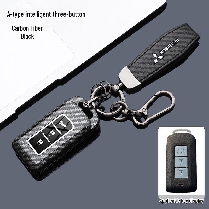 Mitsubishi Key Cover: Carbon Fiber Textured Full Coverage for Outlander, ASX, Escape, Lancer