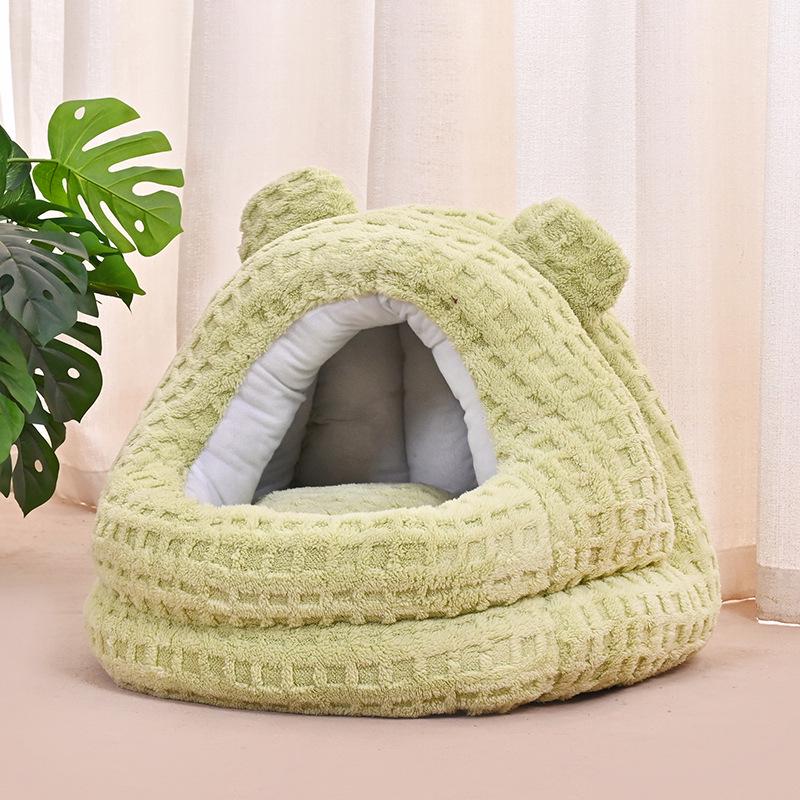 2025 New Semi-Enclosed All-Season Cat Bed: Winter-Ready, Velvet-Lined, Thickened Sleeping Bag & Dog House
