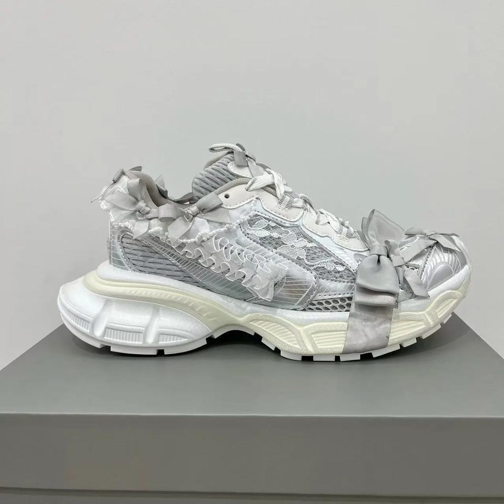 Fashion Thick-soled Sports Shoes Women Bow Tie Casual Run Shoe Versatile Mesh Breathe Comfort Outdoor Large Size Women Shoe