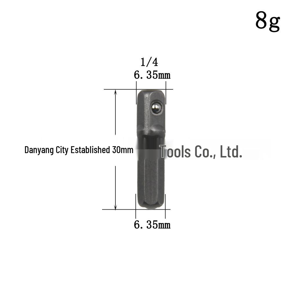 8-Piece Natural Color Electric Screwdriver Adapter Set: Includes 1/2" Square Head, 3/8", and 1/4" Hexagonal Rods.