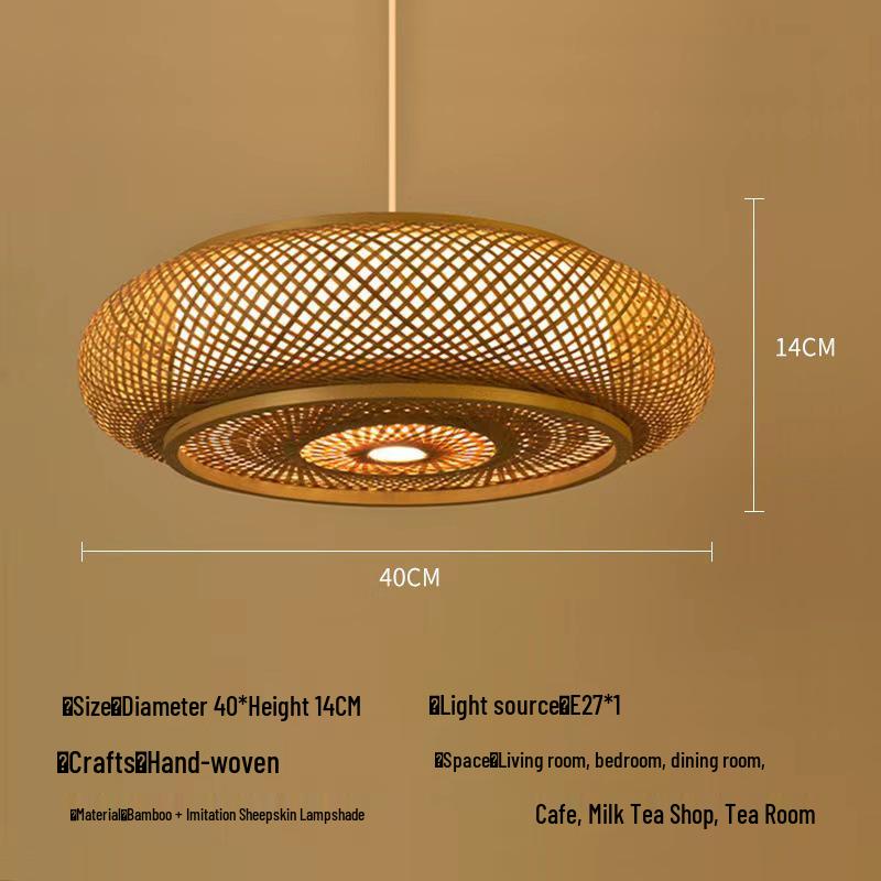 Bamboo Rattan Pendant Lamp: New Chinese & Japanese Style Zen Lighting for Tea Room & Dining, Antique Lantern Design.