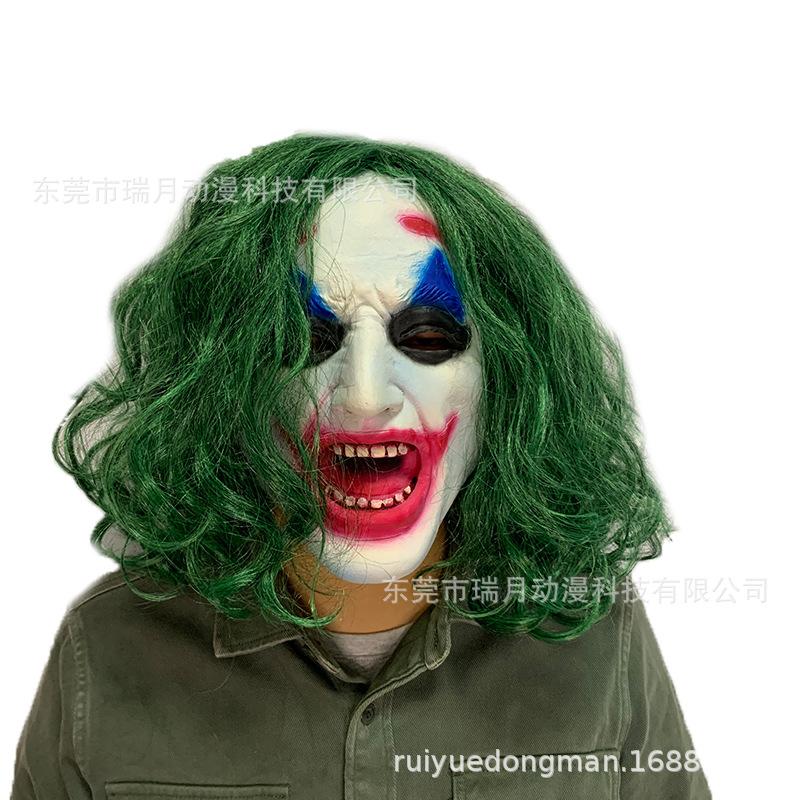 joker clown mask cos Harley Quinn, Joker mask, wig, green hair, Joker headpiece, latex