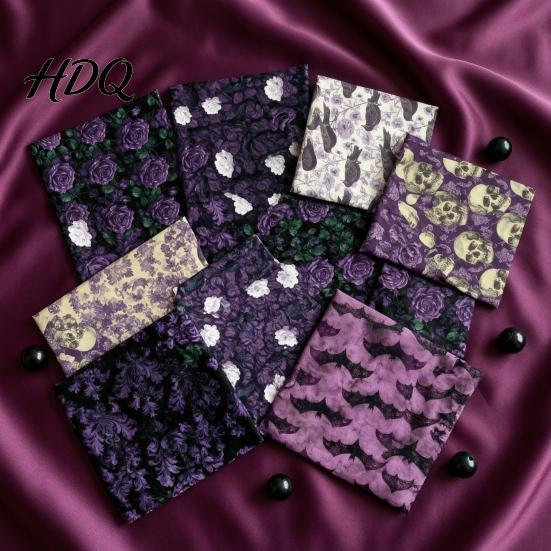 No Burrs Cutting Paper 12 Sheets Purple Gothic Halloween Scrapbook Paper, Double Sided Decorative Craft Pumpkin Ghost Bat for Card Making, Origami,