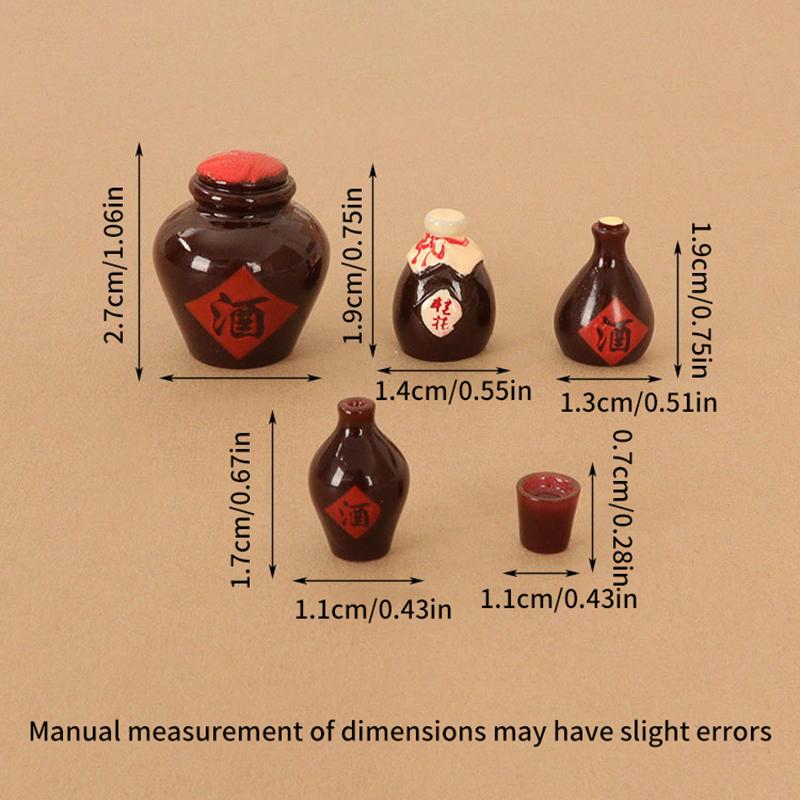 6Pcs/Set Dollhouse Miniature Wine Bottle Wine Glass Cup Model Kitchen Furniture Decor Toy Doll House Accessories