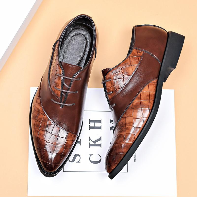 Fashion Big Size 38-49 Men's British Style Pointed Toe Dress Shoes PU Leather Comfort Business Casual Oxfords for Autumn Wedding Shoes