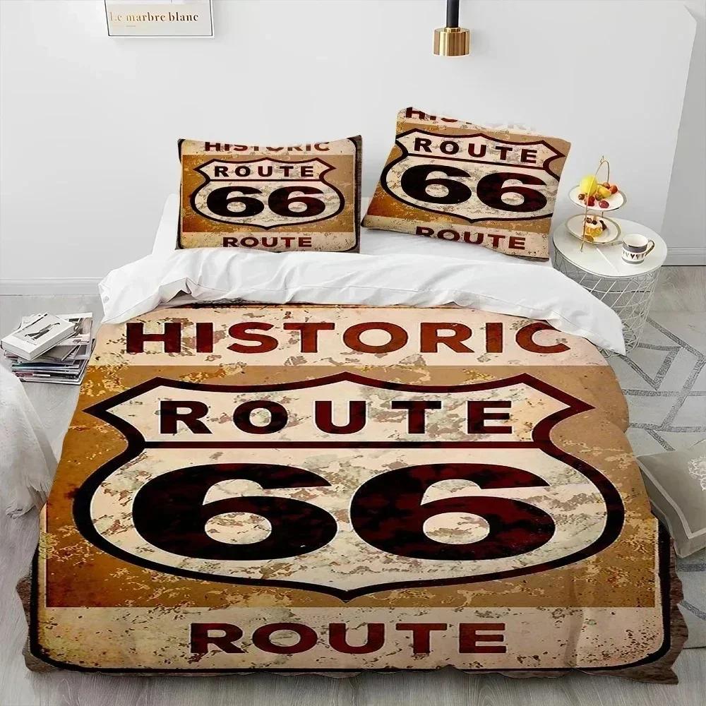 Historic Route 66,Mother Road,mãe Estrada Bedding Set Printed With Pillowcase Duvet Cover Soft Queen King Size Bedclothes Home