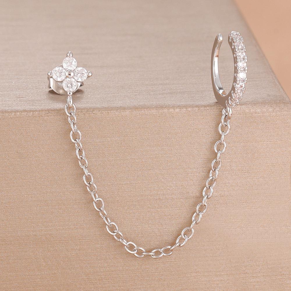 Simple Stainless Steel Gold Color Chain Tassel Dangle Earring Stainless Steel Ear Stud Ear Clip Hypoallergenic Women's Jewelry