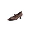 Krazing Pot Sheepskin Autumn Winter Shoes Thin Med Heels Size 43 Size 42 Pointed Toe Buckle Straps Shallow Pumps