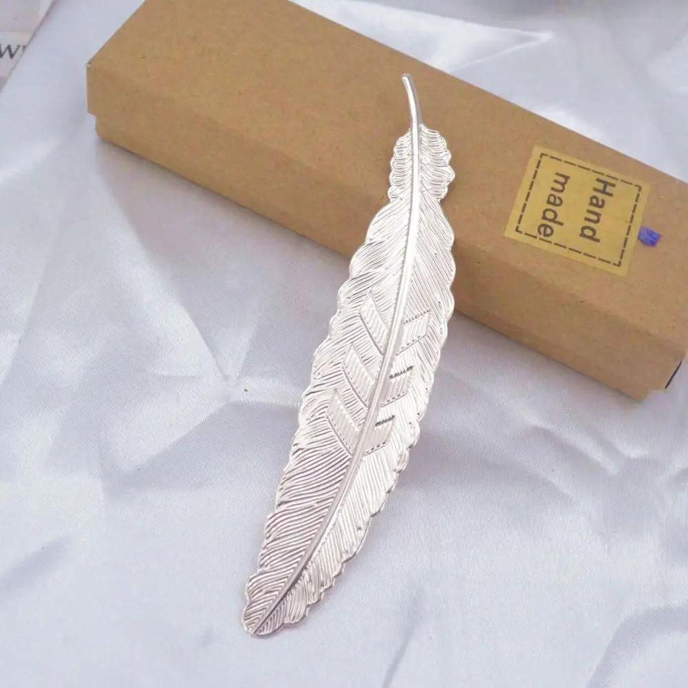 Retro Metal Feather Bookmark Ins Ethnic Style Bookmark Beautiful DIY Handmade Feather Pendants Bookmark Student Gifts
