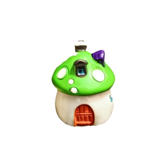 Mini houbový dům Figurka Miniaturní doplňky pro pohádkovou zahradu Malá pryskyřičná chaloupka Soška pro DIY Terárium Mechový krajinný květináč Bonsaj Dekorace