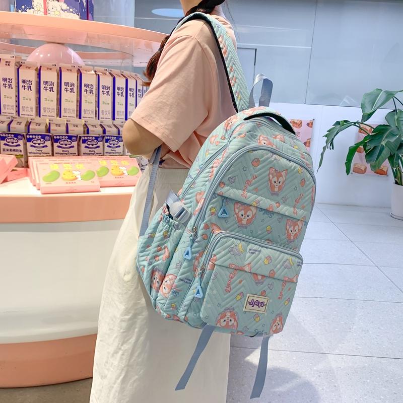 Grade 3-6 Schoolbag for Girls Fox Print Backpack Children Lightweight Backpack