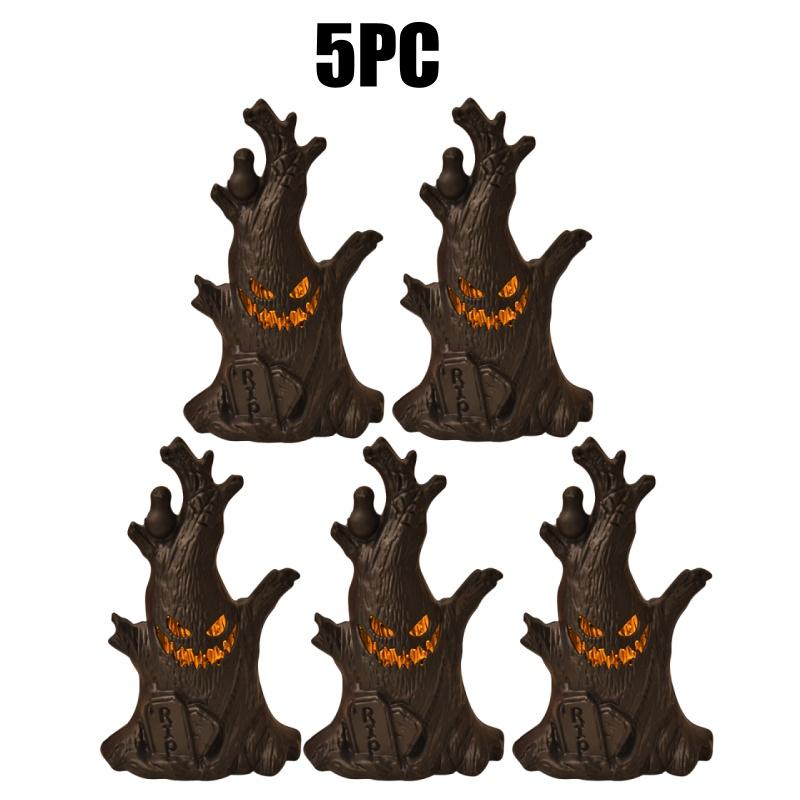 Halloween Pumpkin Lanterns LED Electronic Candles Ghost Tree Stump Decorations for Funny Faces Festive Atmosphere Ornaments