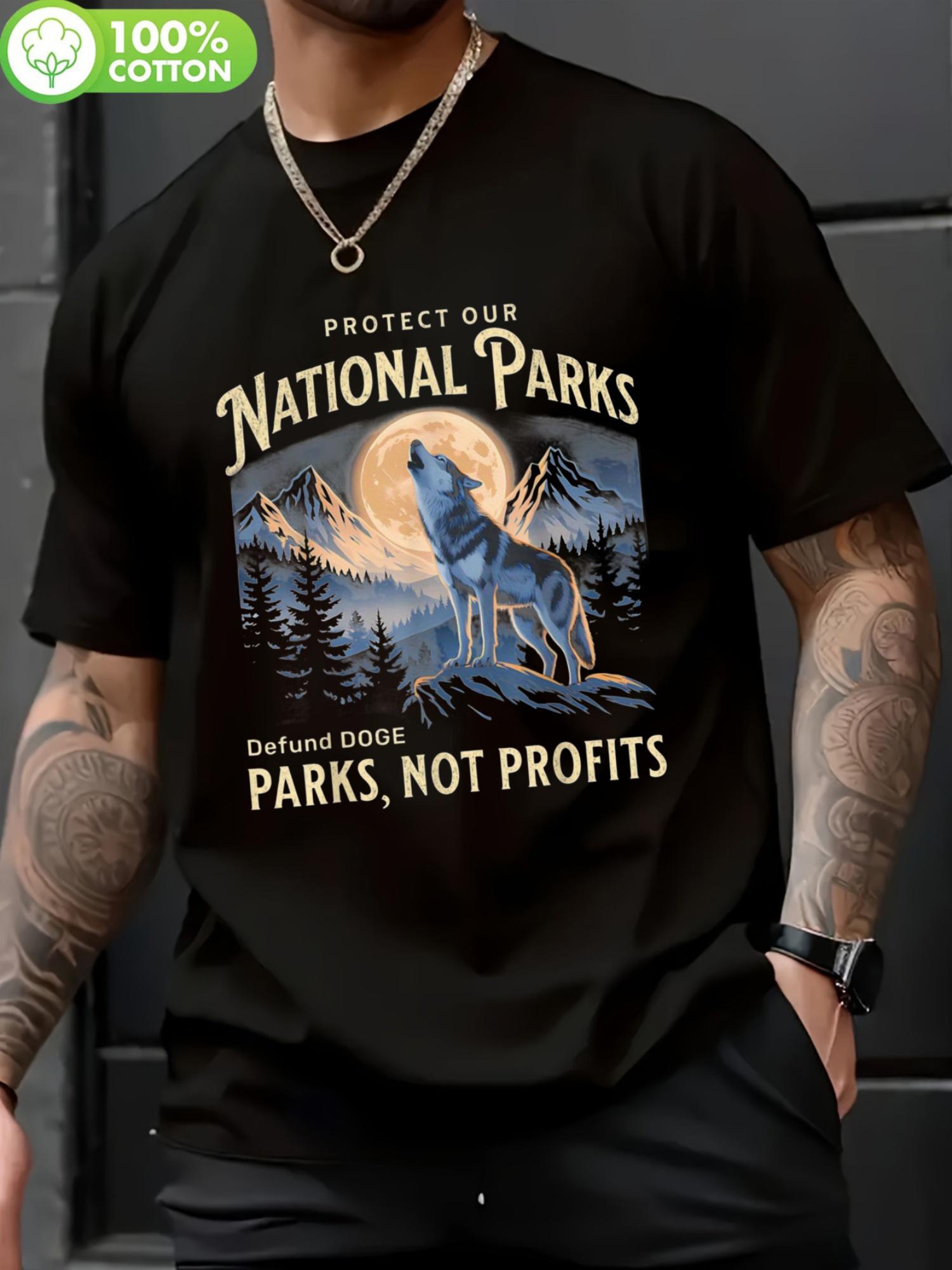 

Vintage National Parks Protective Graphic T-shirt - Defund DOE Not Profits Slogan XL