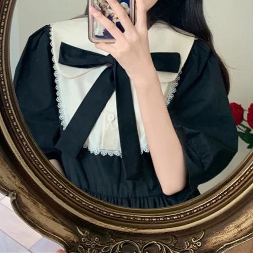 Women Lolita Dress Kawaii Elegant Vintage Dresses Sweet Cute Puff Sleeve Preppy Style Sundress Fashion Robe