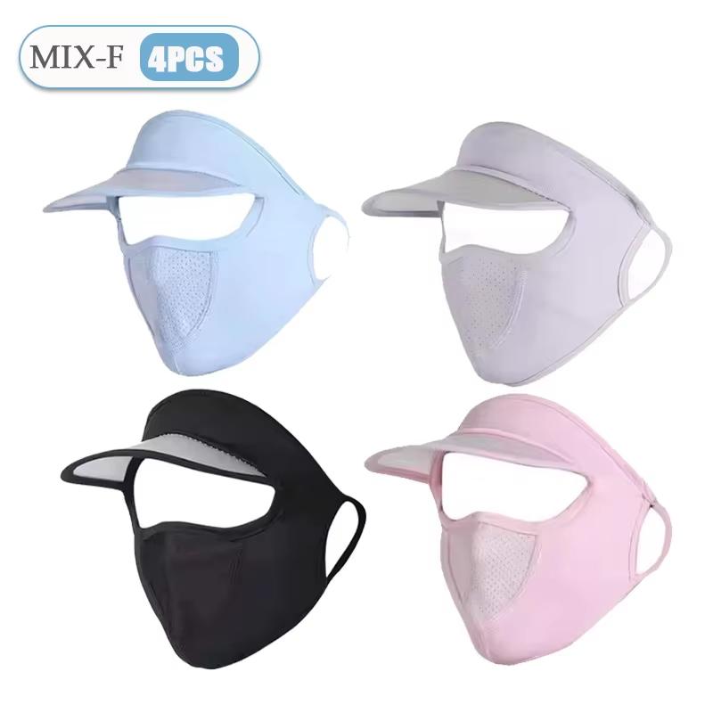 Summer Sunscreen Full Mask Anti UV Breathable Sun Hat Ice Silk Cooling Full Face Coverage Outdoor Cycling Sun Protection Hats