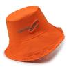 Solid color washed rough edge bucket hat foldable soft top basin hat ladies beach sun hat fashionable versatile beach hat