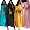 Satin Moderne Mode Abaya: MQ108 Langes Bescheidenes Kleid mit Überweiten Ärmeln