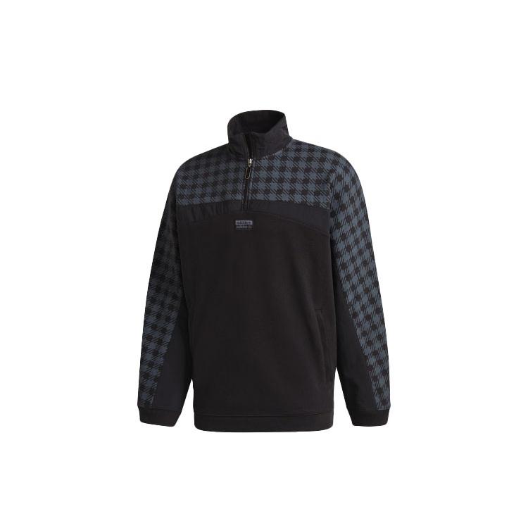 adidas originals D Sweat Grp Half Zipper Plaid Casual Sports Black Men s GD9322 L