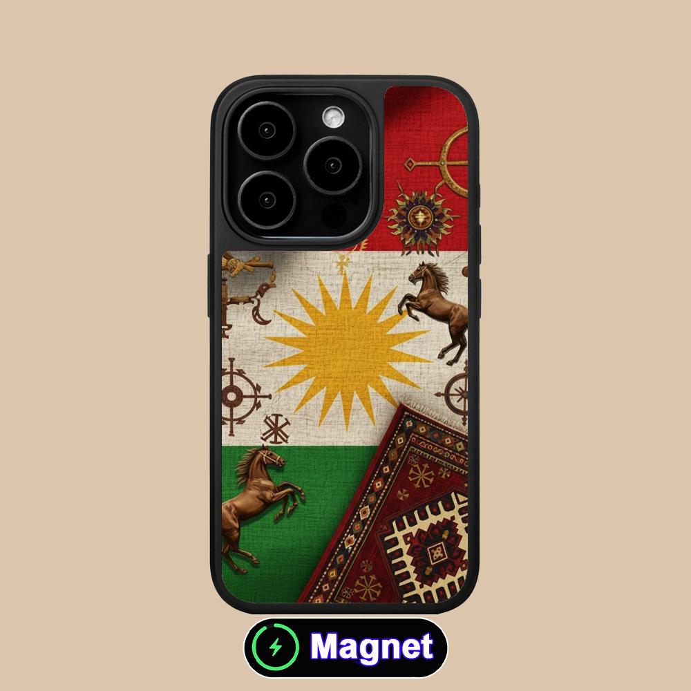 Kurdistan Flag Matte Surface Magsafe Mobile Phone Case for iPhone 17 16 15 14 13 12 11 Air Pro Max Plus Colorful Cover