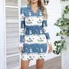 Women's V-neck Casual Print Long-sleeved Fitted Dress