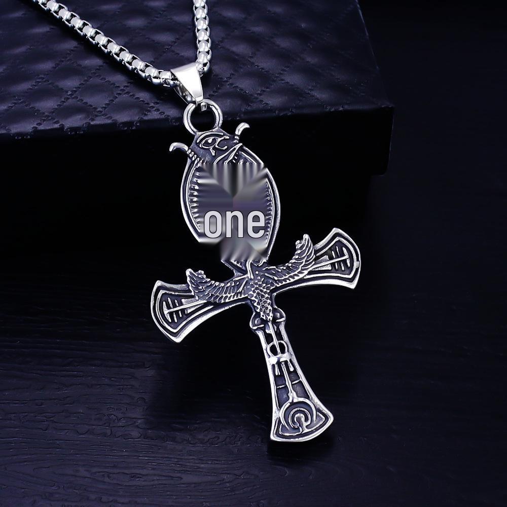 European Viking Titanium Steel Rune Necklace with Stainless Steel Spearhead and Compass Pendant