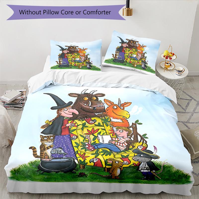 Set Biancheria da Letto Il Gruffalò 3 Pezzi Copripiumino Chiusura Include 1 Copripiumino & 2 Federe, Morbido e Confortevole per Tutte le Stagioni.