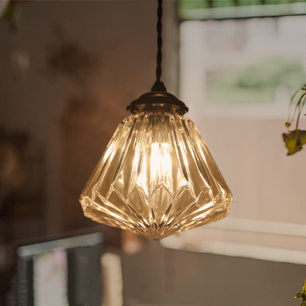 

Cerdeco Sparkling, Like a Jewel... Diamond-Shaped Retro Glass Pendant Light with a Cute Western-Style Design. Perfect for Interior Lighting and Ceilin