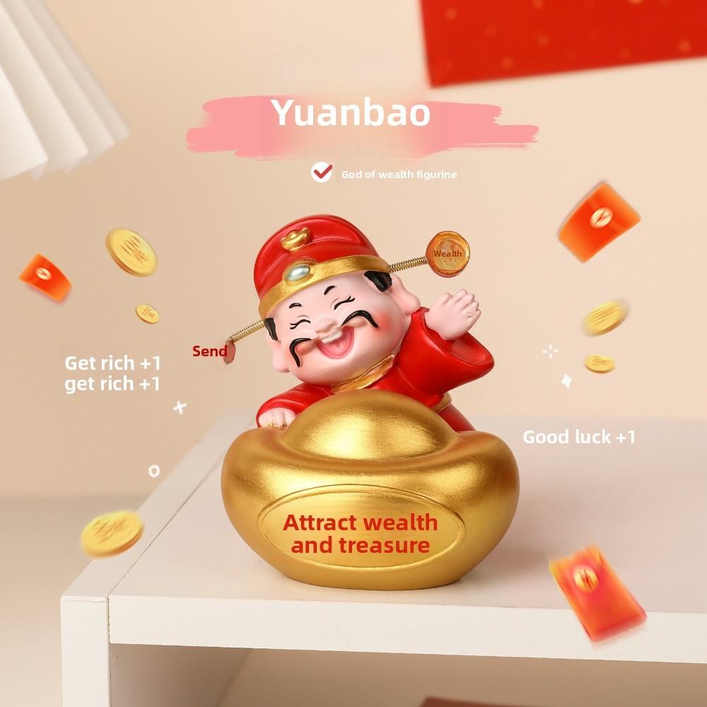 Feng Shui Wealth God Resin Decor With Handpainted Craft For Home Or Office