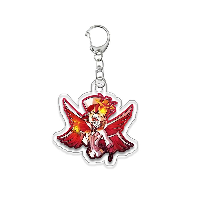 Anime for Hazbin Hotel Angel Dust Alastor Husk Charlie Morningstar Vaggie Acrylic Keychain Backpack Pendant Key Ring Decoration