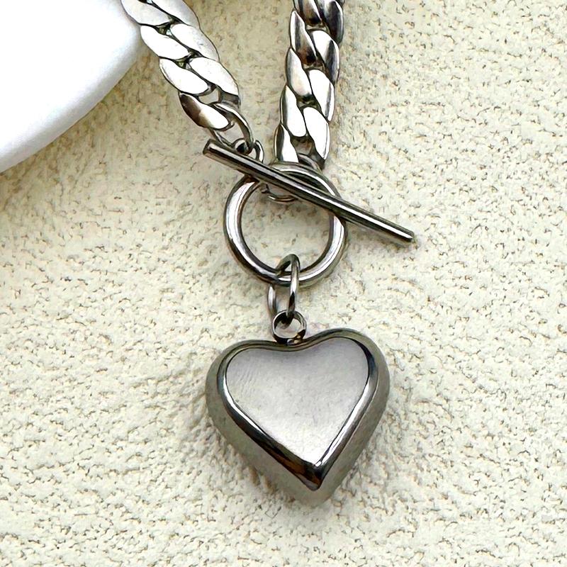 Stainless Steel Love Heart Pendant Choker Necklace for Women Girls Gold Silver Color Clavicle Chain Fashion Jewelry Gifts