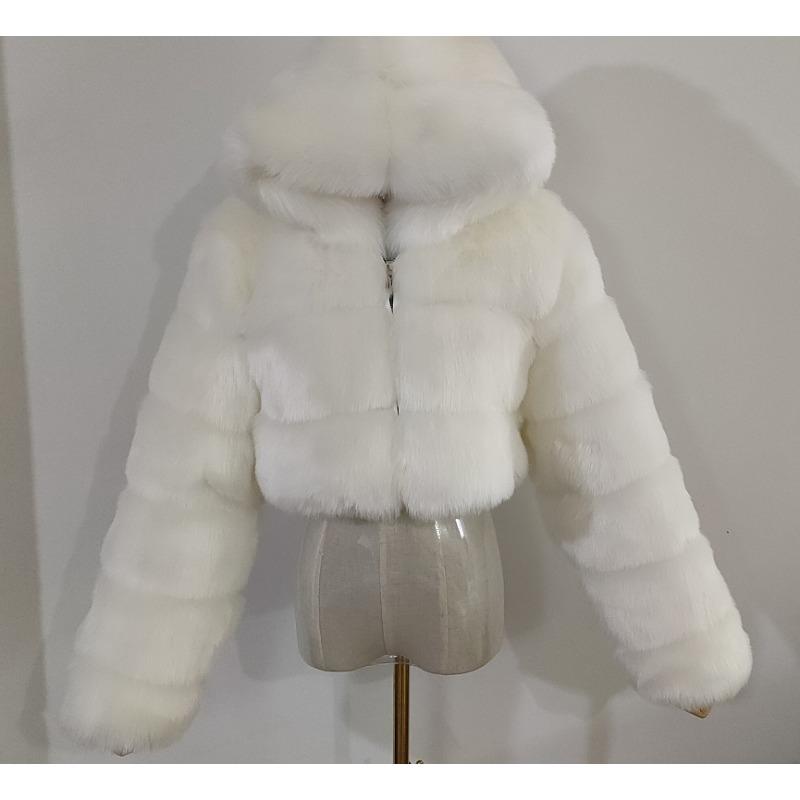 Pelz Herbst und Winter Kunstpelz Thermische Kapuzen-Pelzjacke Damen