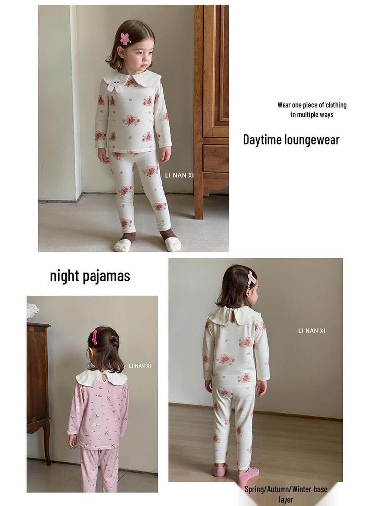 Children's Early Spring Pajama Set 2026: Girls' Lycra Cotton Cartoon Homewear.