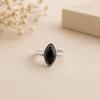 Schwarzer Onyx Marquise Ring 6x12mm, 925er Sterlingsilber Statement Ring, Handgefertigter Schwarzer Edelstein Schmuck