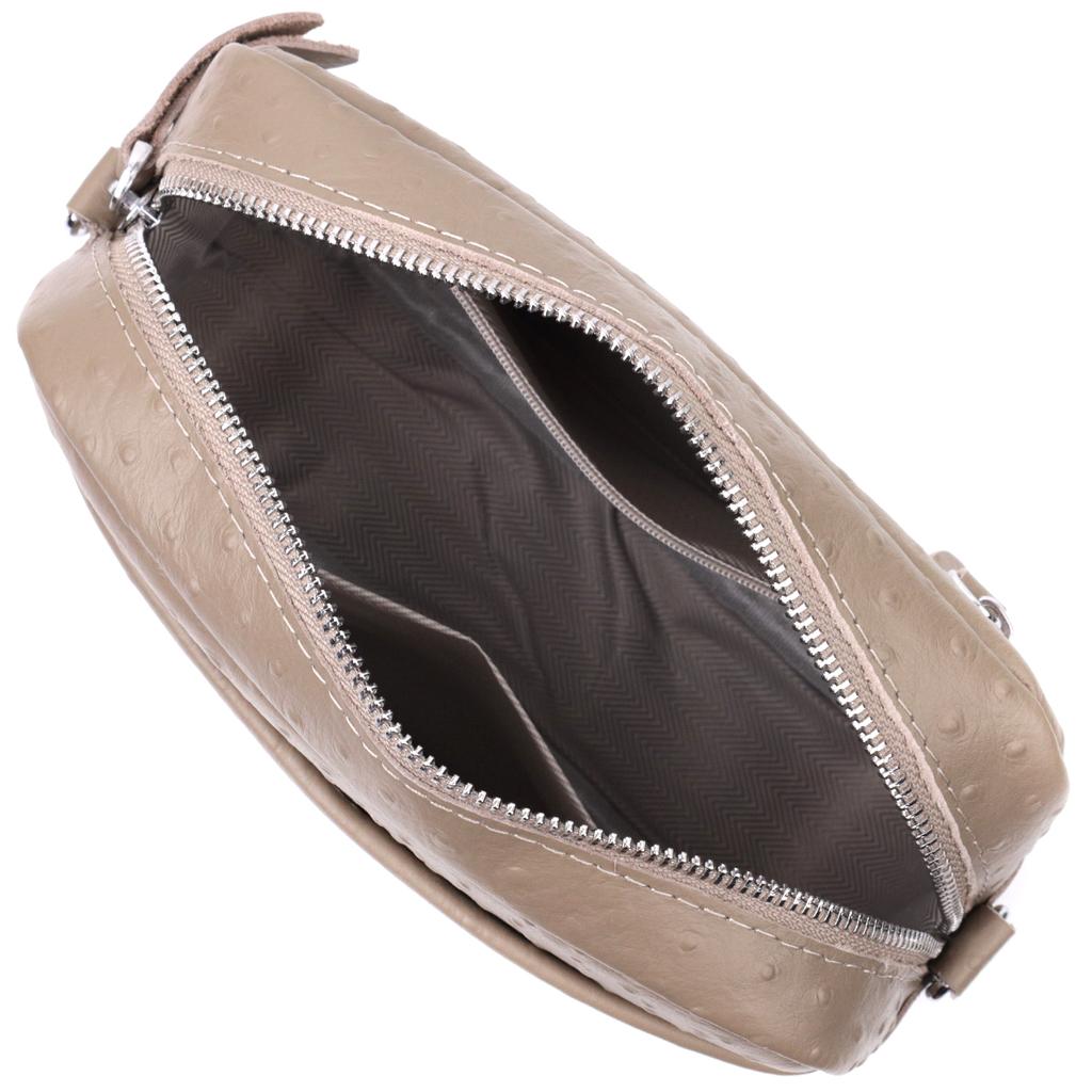 Stylish Bag for Women Made of Textured Genuine Leather Vintage 22662 Beige