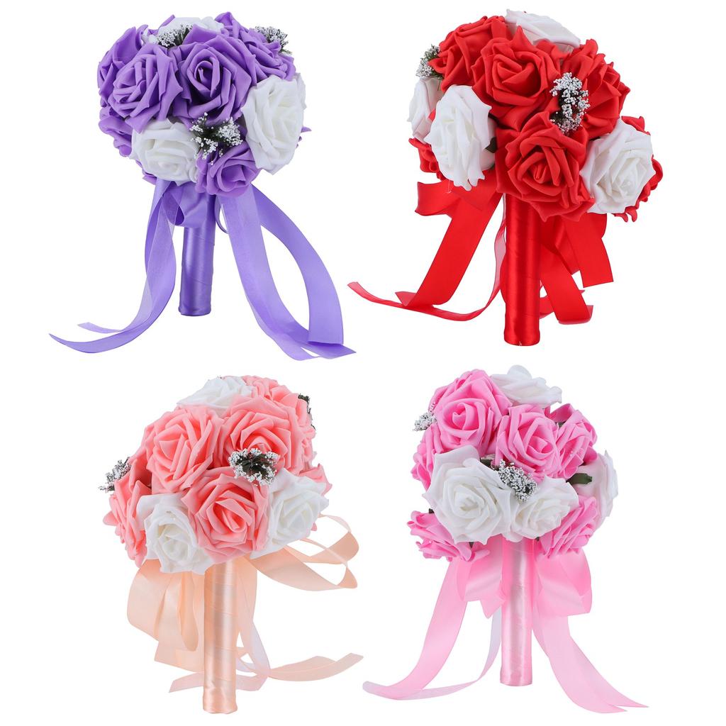 Bridal Bouquet PE Artificial Flowers Bunch for Wedding Stage Office Home Decoration