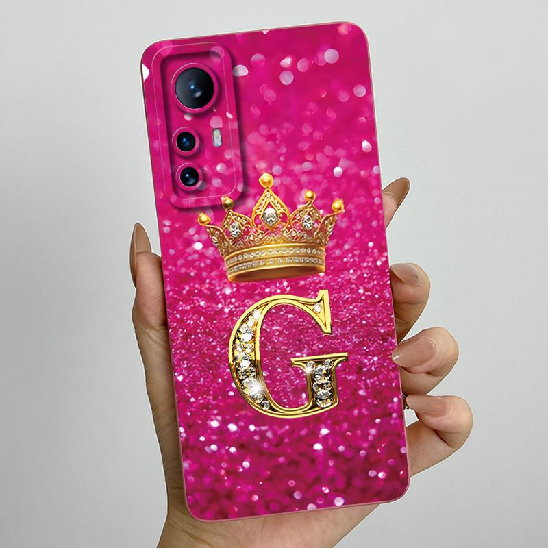 For Xiaomi 12 Lite Case Xiaomi 12T Pro 5G Casing Crown Letter Couple Phone Case Soft Liquid Silicone Lens Protective Back Cover